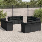 vidaXL 12-delige Loungeset met kussens poly rattan zwart, Verzenden, Nieuw, Loungeset