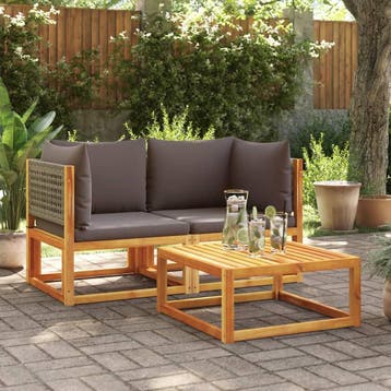 vidaXL Tuinbanken Hoekbanken met Kussens 2 st acaciahout &, Tuin en Terras, Verzenden, Nieuw