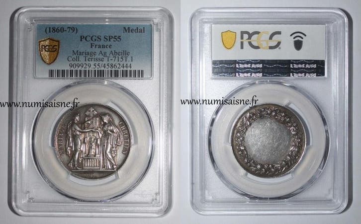 Hochzeitsmedaille – „christliche Ehe“ – Terisse -kol, Timbres & Monnaies, Pièces & Médailles, Envoi
