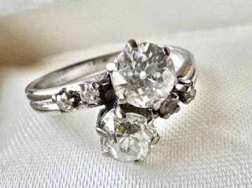 Other brand - Ring - 18 karaat Witgoud, Fabulous Toi et Moi
