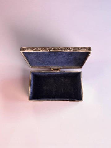 Vintage Relief Pattern Casket - Velvet Interior Lining -