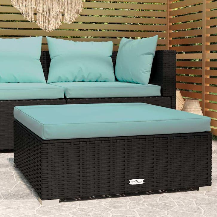 vidaXL Tuinvoetenbank met kussen 70x70x30 cm poly rattan, Tuin en Terras, Tuinsets en Loungesets, Nieuw, Verzenden