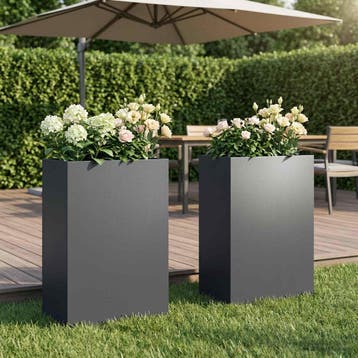 vidaXL Plantenbak 2 st Antraciet 40 x 30 x 75 cm Koudgewalst, Tuin en Terras, Bloempotten, Verzenden, Nieuw