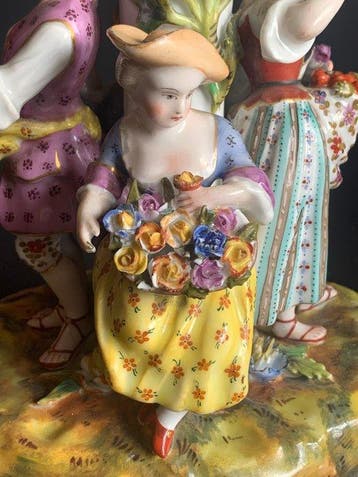 Carl Thieme - Tafelmiddenstuk - Porselein, Glas - Fruitmand, Antiek en Kunst