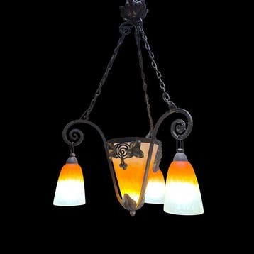 Schneider - Plafondlamp - Glas, smeedijzer