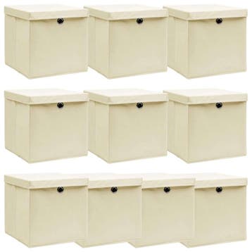 vidaXL Opbergboxen met deksel 10 st 32x32x32 cm stof, Verzenden, Nieuw