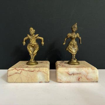Presse-papier (2) - Pierrot & Columbine Figures - Brons,