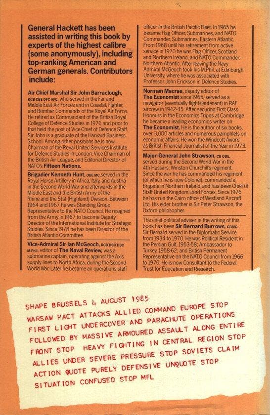 The Third World War August 1985 9780283984495, Livres, Langue | Anglais, Envoi