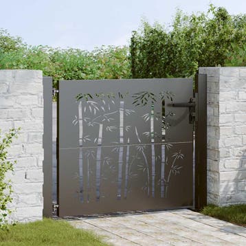 vidaXL Tuinpoort 110 x 105 cm Gepoedercoat staal Zwart, Verzenden