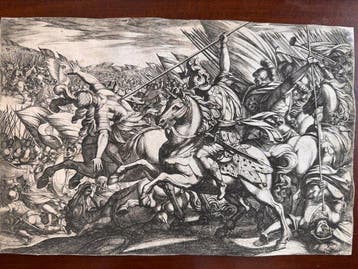 Antonio Tempesta (c.1655-1737) - Scena di battaglia con, Antiek en Kunst