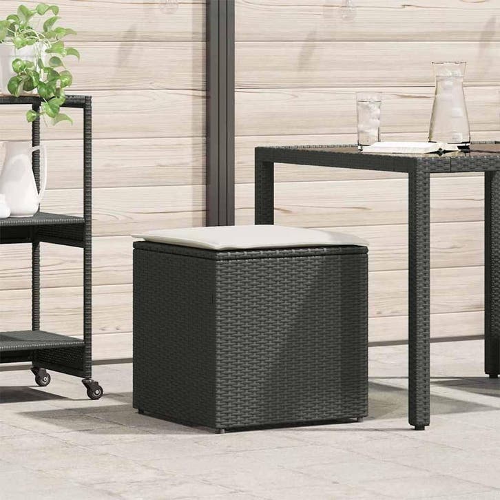 vidaXL Kussenbox met opslag Zwart 50 x 50 x 50 cm poly, Jardin & Terrasse, Stockage & Armoires de jardin, Envoi