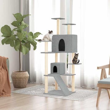vidaXL Kattenmeubel met sisal krabpalen 153 cm lichtgrijs, Verzenden