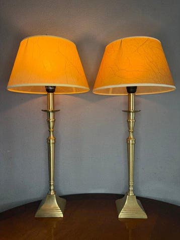 Mark Hoogendam - Lampe de table (2) - Laiton, Métal, tissu -