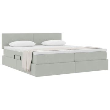 vidaXL Opbergbed 2 st Lichtgrijs 180 x 200 cm Velvet, Verzenden