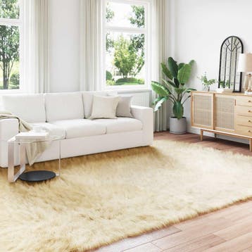 vidaXL Tapijt van imitatie schapenvacht TAFALLA Crèmekleurig, Verzenden, Nieuw