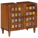 vidaXL Wastafel kabinet voor de badkamer Walnotenhout 62 x, Huis en Inrichting, Badkamer | Badkamermeubels, Verzenden, Nieuw