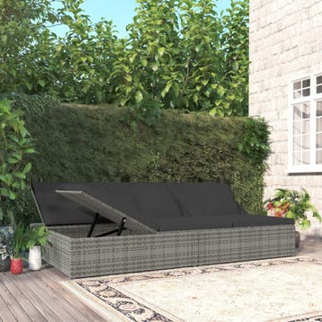vidaXL Ligbed met kussens converteerbaar poly rattan, Verzenden, Nieuw