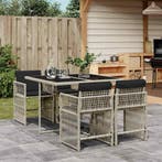 vidaXL 5-delige Tuinset met kussens poly rattan lichtgrijs, Verzenden, Nieuw, Tuinset
