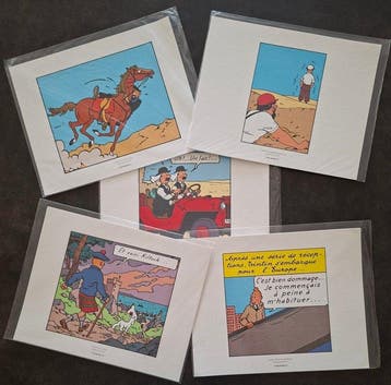 Tintin - 15 Lithographies Tintin. Scènes des albums Tintin -, Nieuw