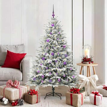 vidaXL Kunstmatige Voorverlichte Kerstboom met Ballenset, Verzenden, Nieuw
