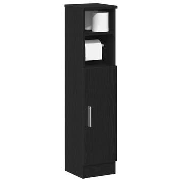 vidaXL Badkamerkast met rolhouder 20,5x22x90 cm zwart, Verzenden