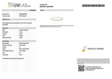 Zonder minimumprijs - Armband - 14 karaat Witgoud - 3.19ct.