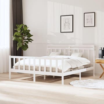 vidaXL Bedframe massief grenenhout wit 160x200 cm, Verzenden, Nieuw