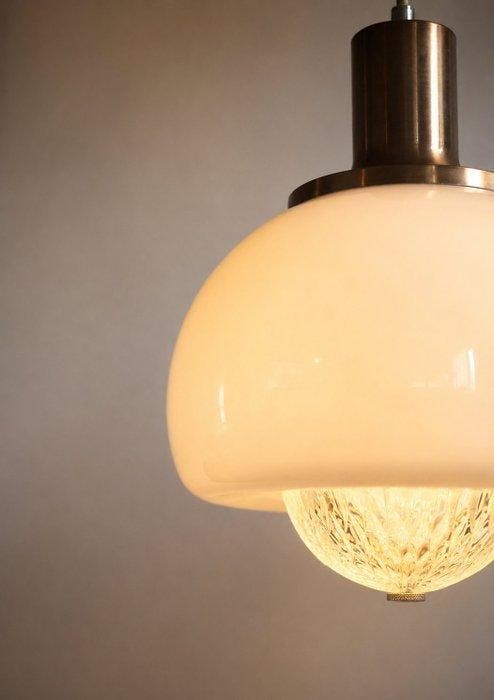 Lampe à suspendre - Opaline, Antiek en Kunst, Antiek | Verlichting