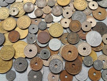 Denemarken. collection of various coins, 1800s to 1950s., Gestempeld