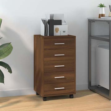 vidaXL Ladekast met wieltjes bewerkt hout bruineiken, Huis en Inrichting, Verzenden, Nieuw