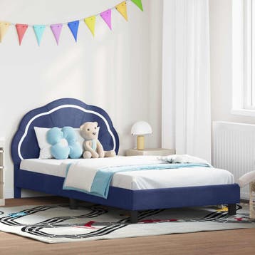 vidaXL Kinderen bedframe met hoofdboard Politieblauw 80 x, Verzenden, Nieuw