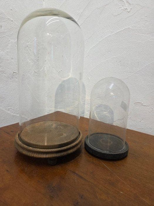 Globe - stolp - glas - 1961-1980 - 2 kleine Ronden stolpen, Antiek en Kunst, Antiek | Boeken en Manuscripten