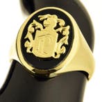 Bague amulette - 18 carats Or jaune Onyx