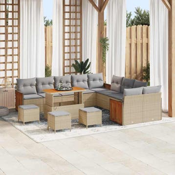 vidaXL Tuinbank Set 18 st 11-Aantal zitplaatsen Beige en, Jardin & Terrasse, Verzenden