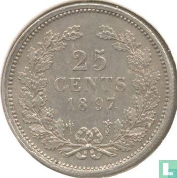 Nederland 25 cents 1897, Verzenden, 5 cent, Losse munt, Goud