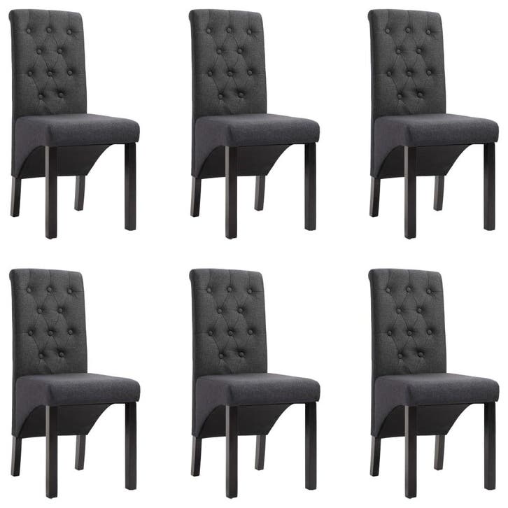 vidaXL Eetkamerstoelen 6 st stof donkergrijs, Huis en Inrichting, Stoelen, Nieuw, Verzenden