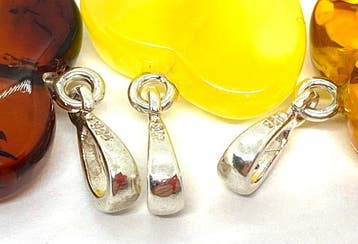 Lot de 3 pendentifs cœur en ambre baltique premium argent, Nieuw