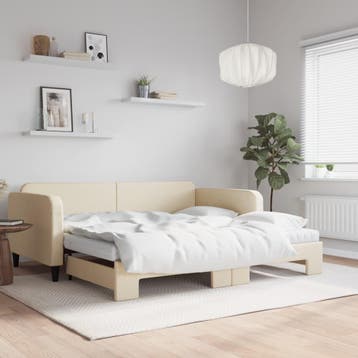 vidaXL Slaapbank met onderschuifbed en matrassen 100x200 cm, Verzenden