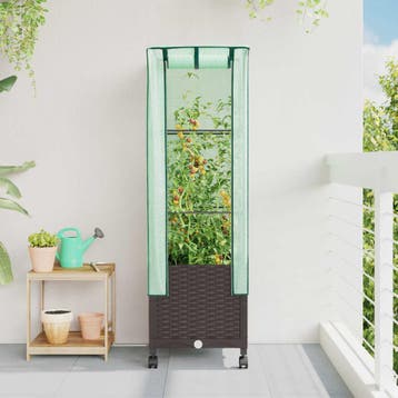 vidaXL Tuinschutting met Kasbedekking en Wielen Bruin 40 x, Verzenden