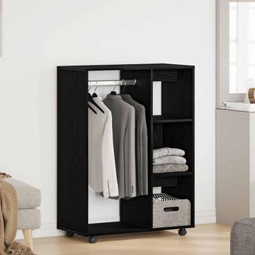 vidaXL Kledingkast Zwart Eiken 80x40x110 cm Bewerkt Hout, Huis en Inrichting, Verzenden, Nieuw
