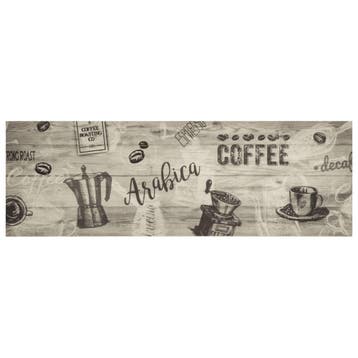 vidaXL Keukenmat wasbaar koffieprint 60x180 cm fluweel grijs, Verzenden, Nieuw