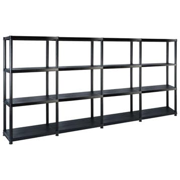 vidaXL Opbergrek 4-laags 244x30,5x130 cm kunststof zwart, Verzenden, Nieuw