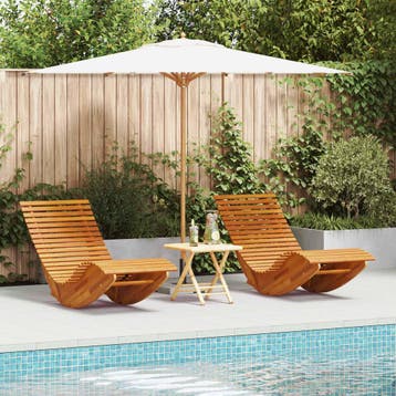 vidaXL Ligbedden schommelend 2 st acaciahout, Tuin en Terras, Verzenden, Nieuw