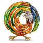 Broche - 18 carats Or jaune, Broche Coq exclusif en or jaune