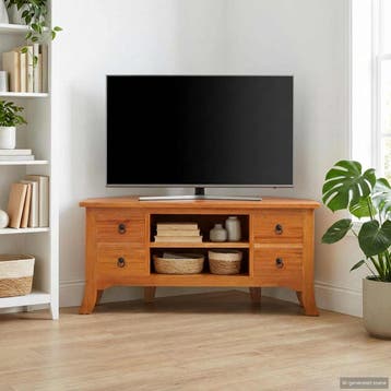 vidaXL TV Kast met lade Naturel 100 x 40,5 x 46 cm Massief, Huis en Inrichting, Verzenden, Nieuw