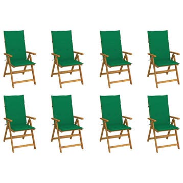 vidaXL Inklapbare stoelen 8 st met kussens massief, Verzenden