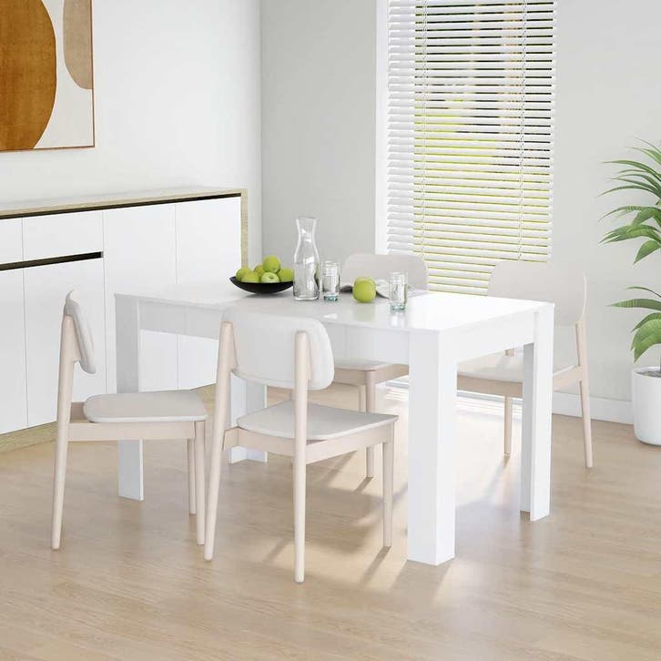 vidaXL Eettafel 140x74,5x76 cm bewerkt hout wit, Huis en Inrichting, Tafels | Eettafels, Nieuw, Verzenden