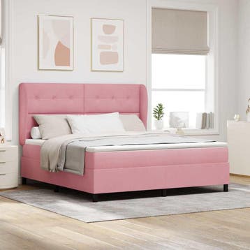 vidaXL Boxspring bed met hoofdeinde Roze 200 x 180 cm, Verzenden, Nieuw