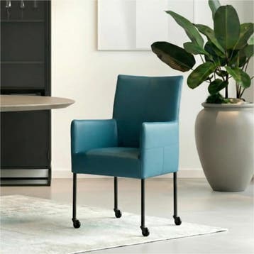 Set van 8 Leren eetkamerstoelen Spark - Toledo Turquoise, Huis en Inrichting, Stoelen, Ophalen of Verzenden, Nieuw, Leer