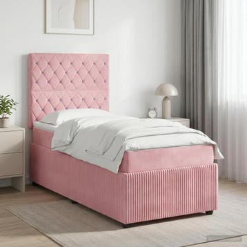 vidaXL Boxspringbed met matras met hoofdeinde Roze 90 x 190, Maison & Meubles, Verzenden